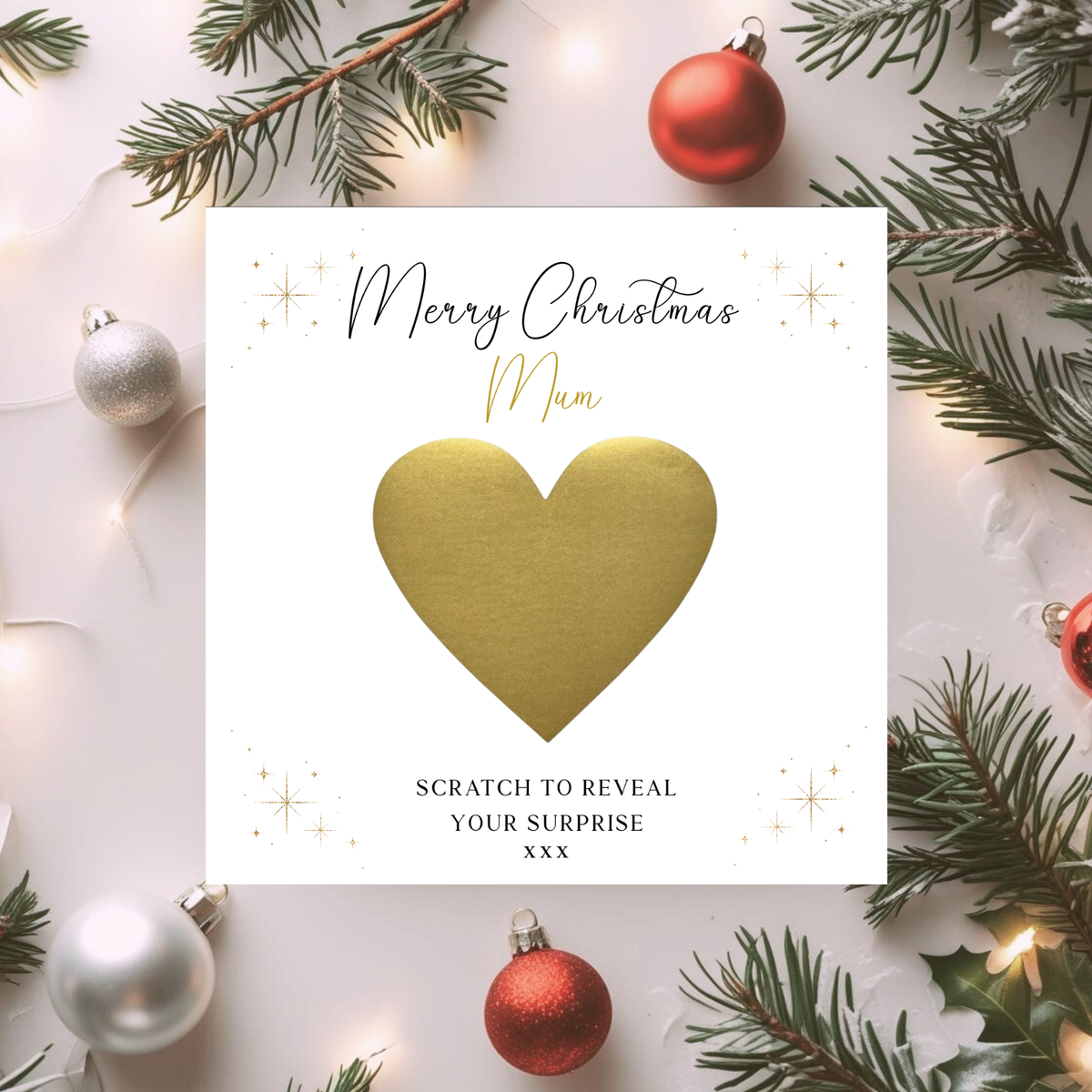 Personalised Christmas Scratch Card, Surprise Gift Reveal Card, Christmas Experience Gift, Secret Message Scratch Off Card, Any Recipient