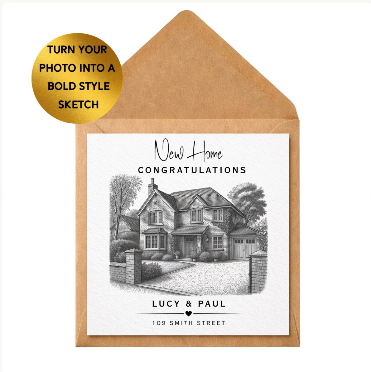 Personalised House Sketch Card | Custom New Home Congratulations Gift