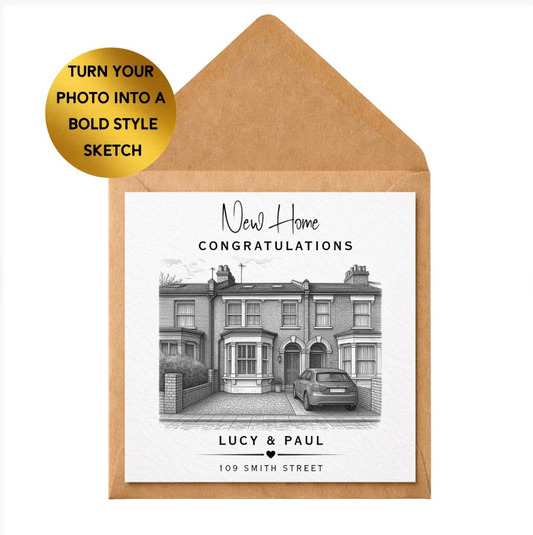 Personalised House Sketch Card | Custom New Home Congratulations Gift