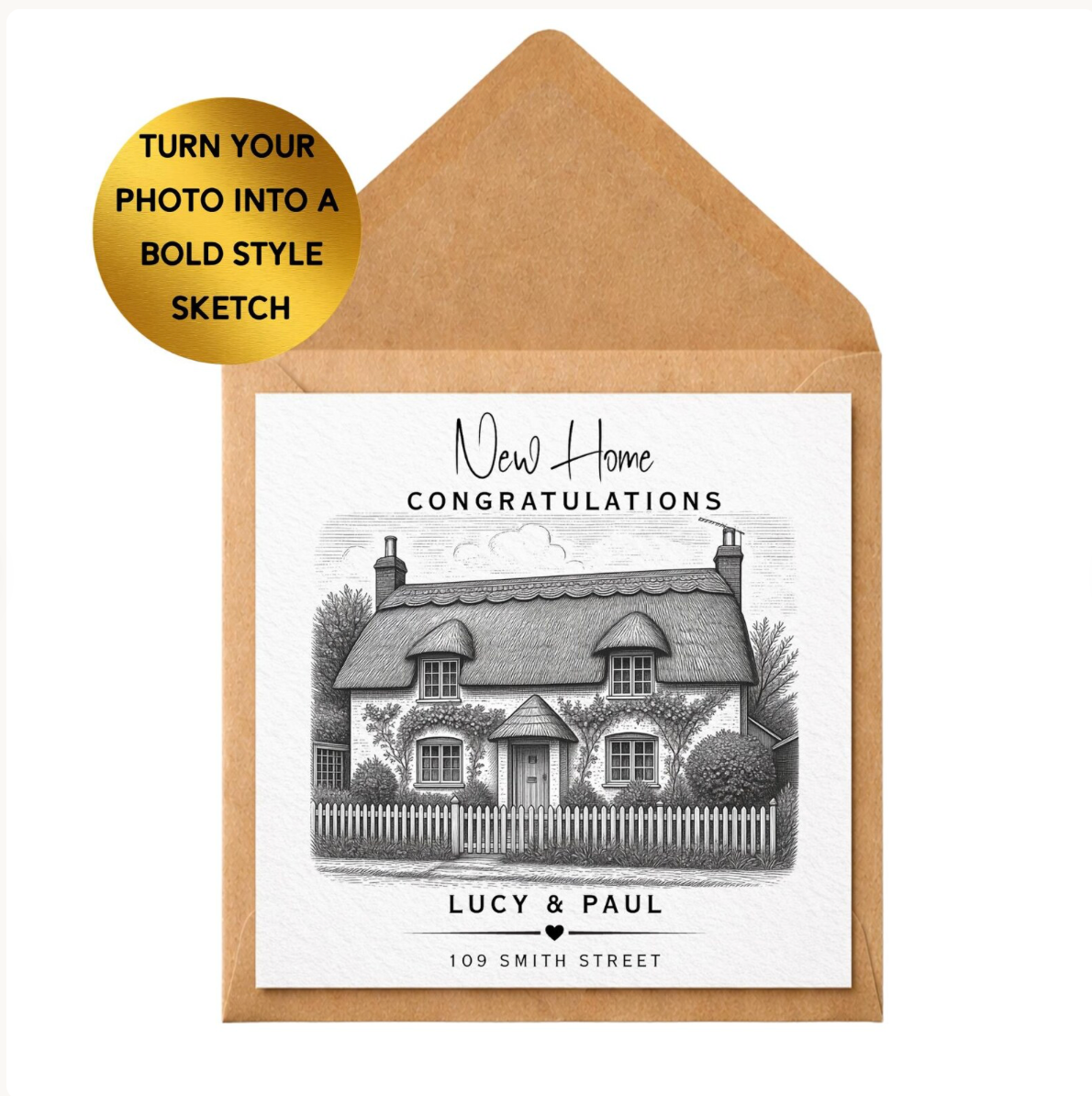 Personalised House Sketch Card | Custom New Home Congratulations Gift
