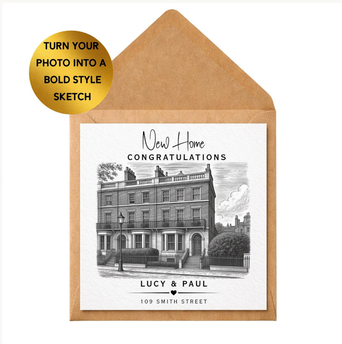 Personalised House Sketch Card | Custom New Home Congratulations Gift