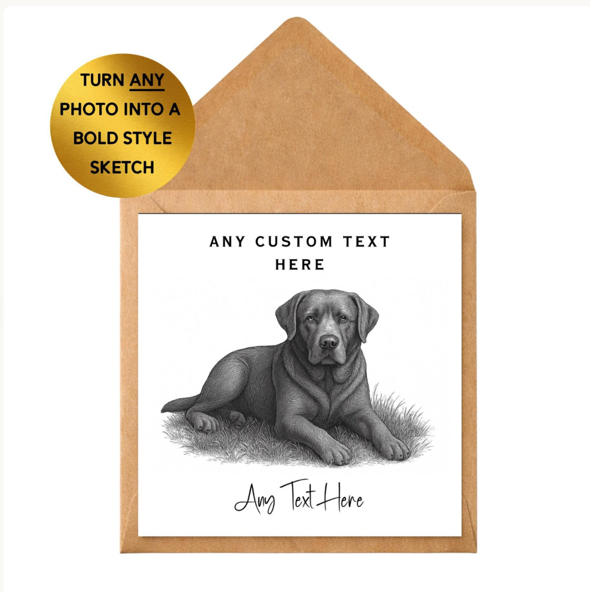 Personalised Photo Card | Custom Sketch Card From Photo | Pet Portrait Card | Memorial Card | Personalised Greeting Card | Custom Sketch