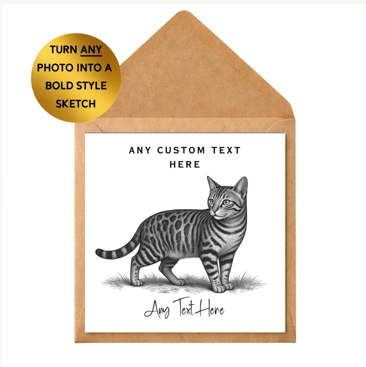 Personalised Photo Card | Custom Sketch Card From Photo | Pet Portrait Card | Memorial Card | Personalised Greeting Card | Custom Sketch
