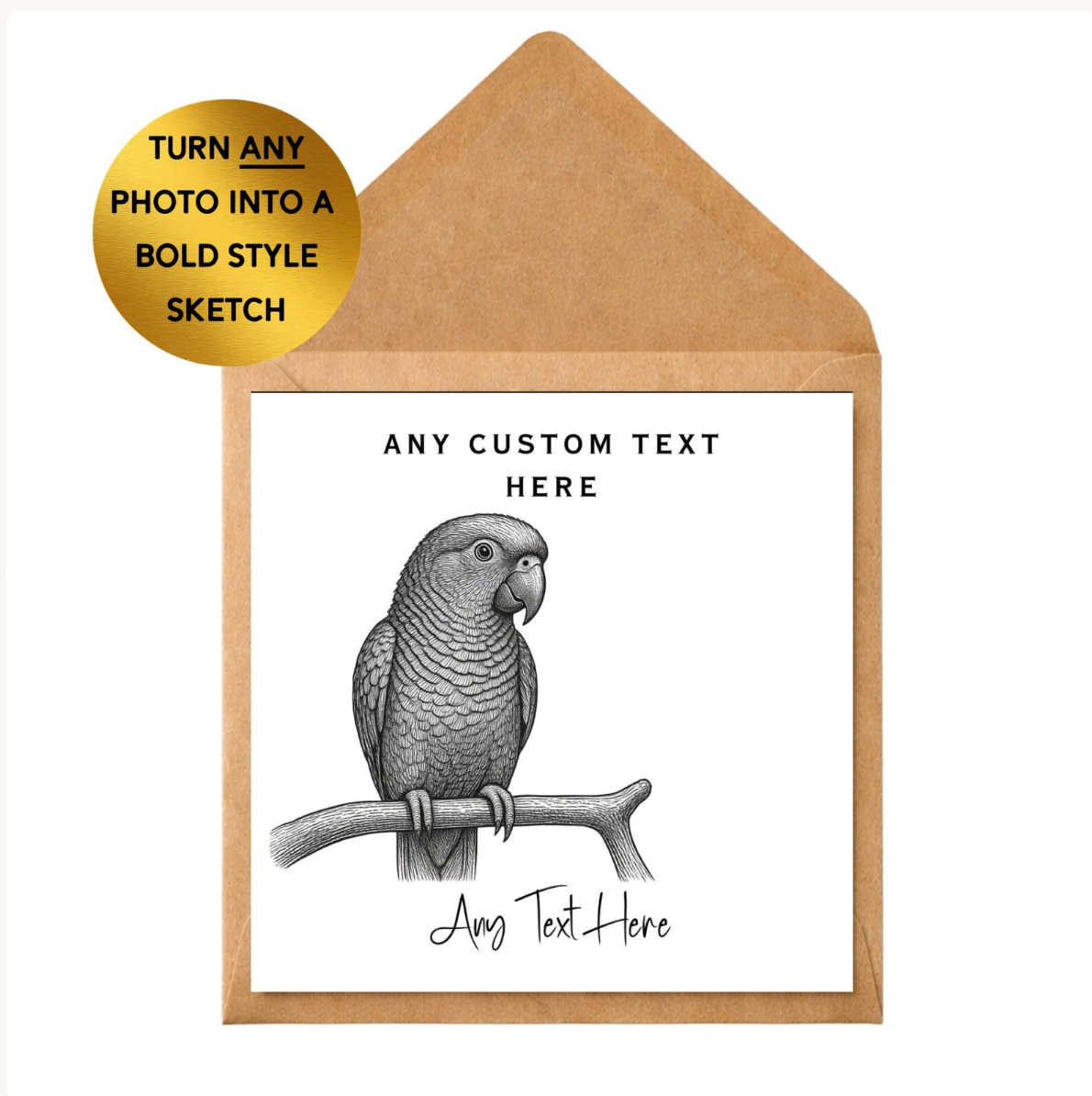 Personalised Photo Card | Custom Sketch Card From Photo | Pet Portrait Card | Memorial Card | Personalised Greeting Card | Custom Sketch