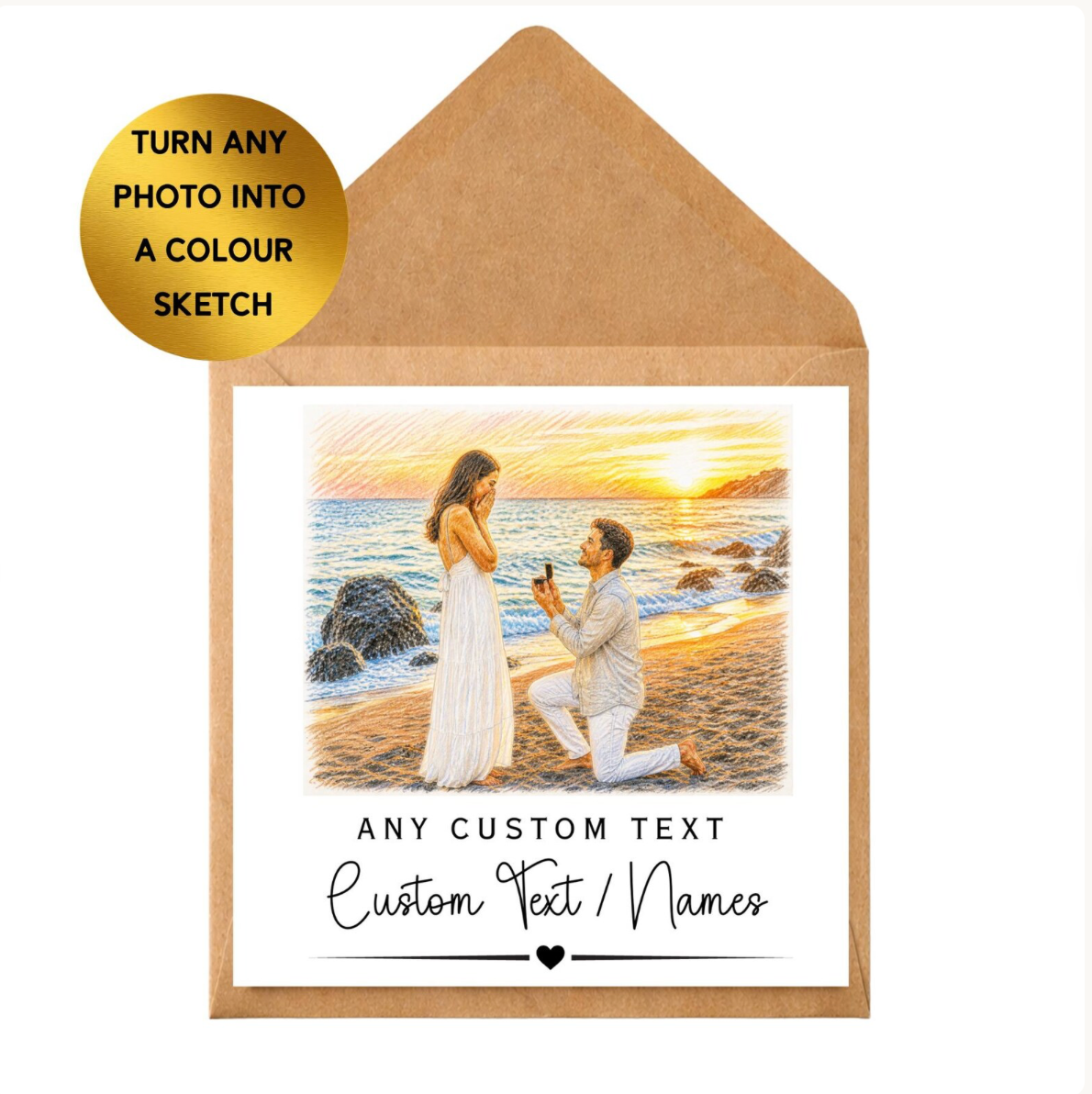Custom Color Sketch Portrait | Personalised Photo Drawing, Any Occasion Keepsake