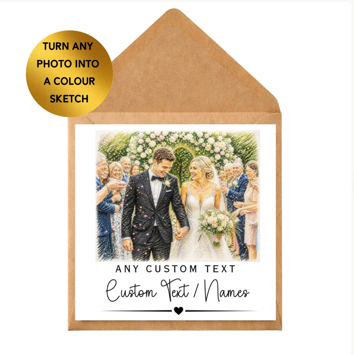 Custom Color Sketch Portrait | Personalised Photo Drawing, Any Occasion Keepsake