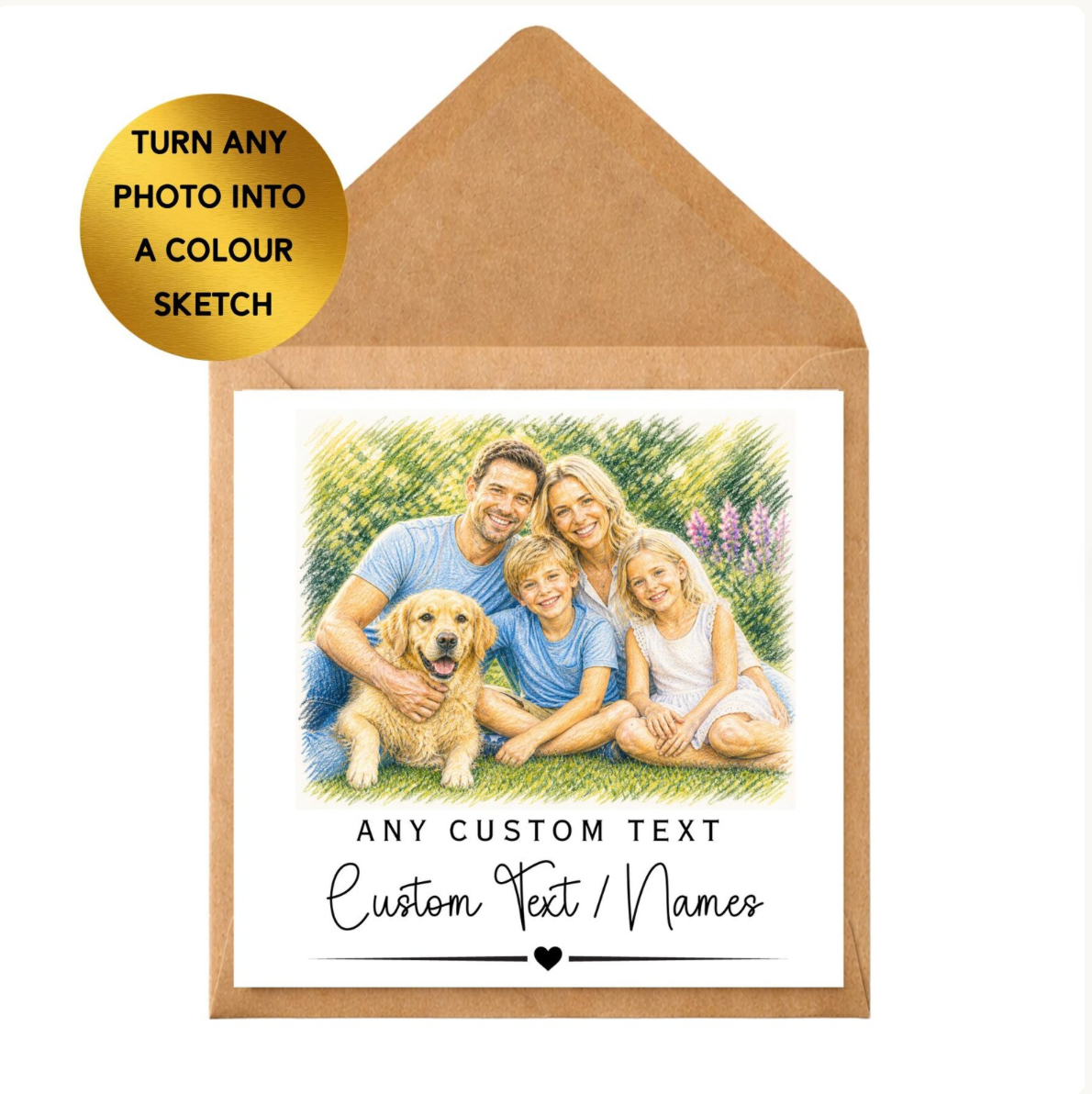 Custom Color Sketch Portrait | Personalised Photo Drawing, Any Occasion Keepsake
