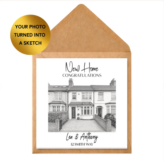 Custom House Portrait Card, New Home Sketch Print, Personalised Moving Gift