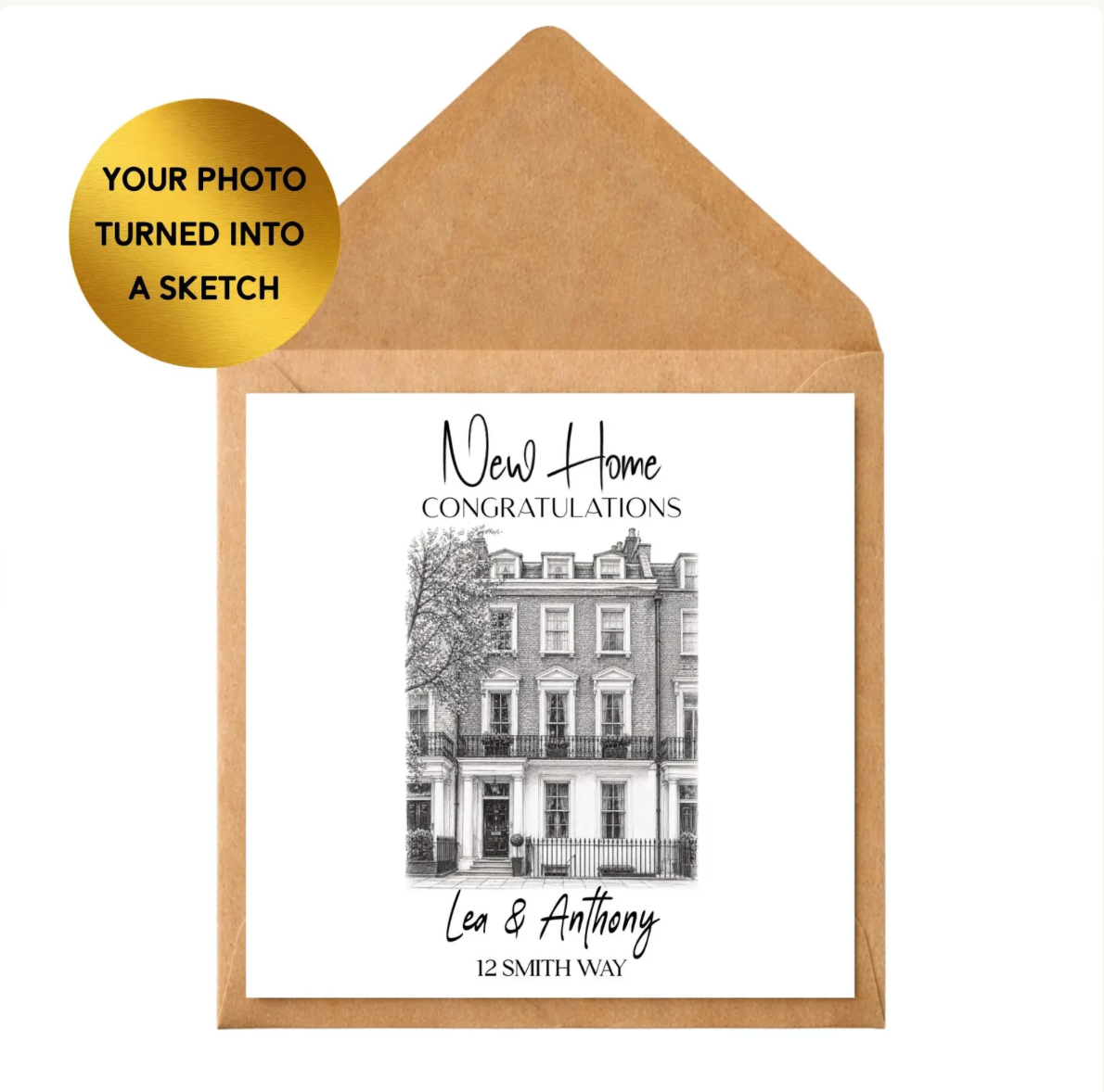 Custom House Portrait Card, New Home Sketch Print, Personalised Moving Gift