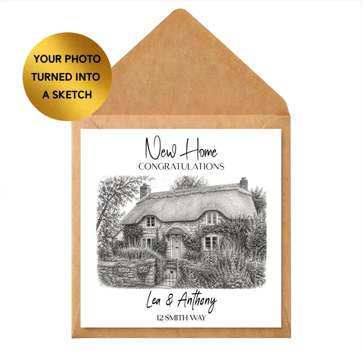Custom House Portrait Card, New Home Sketch Print, Personalised Moving Gift