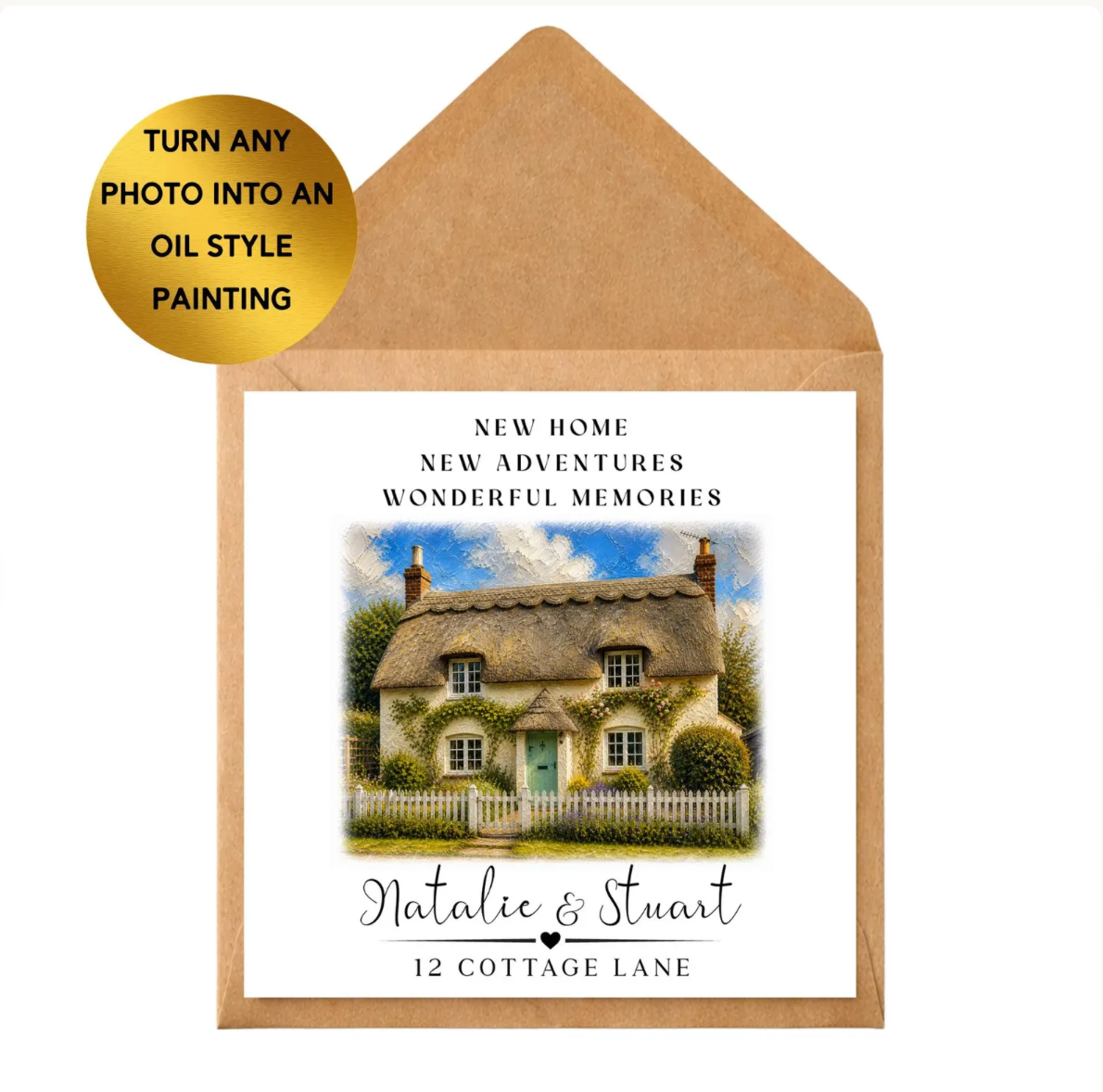 Personalised New Home Card | Custom House Portrait, Oil Style Painting