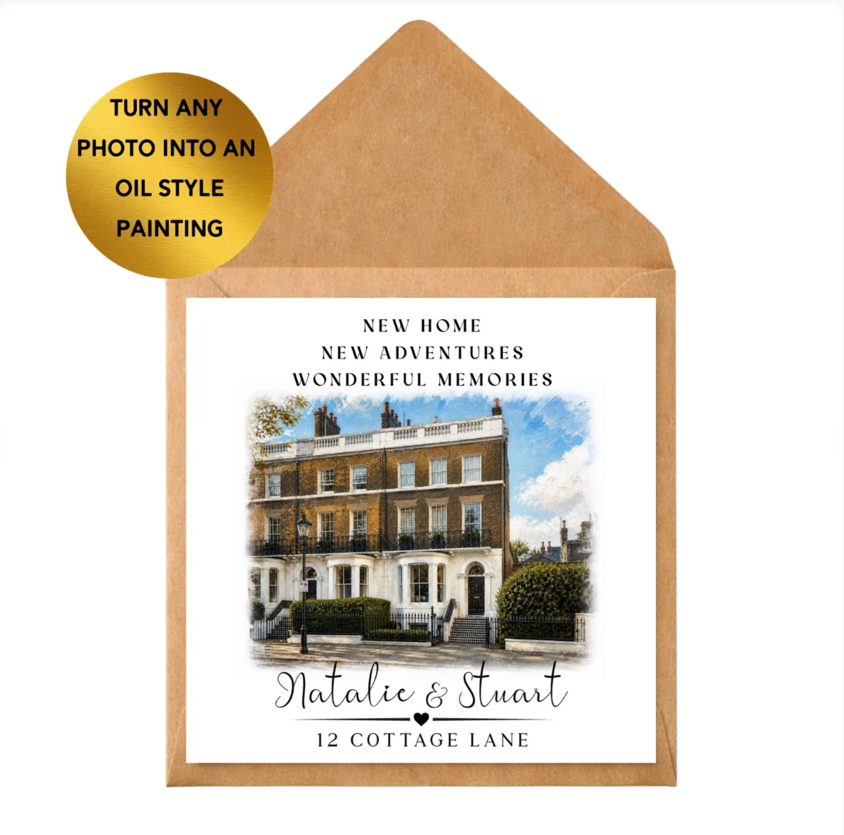 Personalised New Home Card | Custom House Portrait, Oil Style Painting