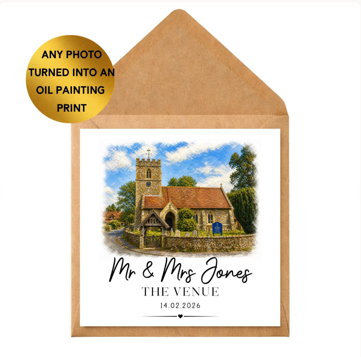 Custom Venue Oil Painting Print | Personalised Wedding Anniversary Artwork