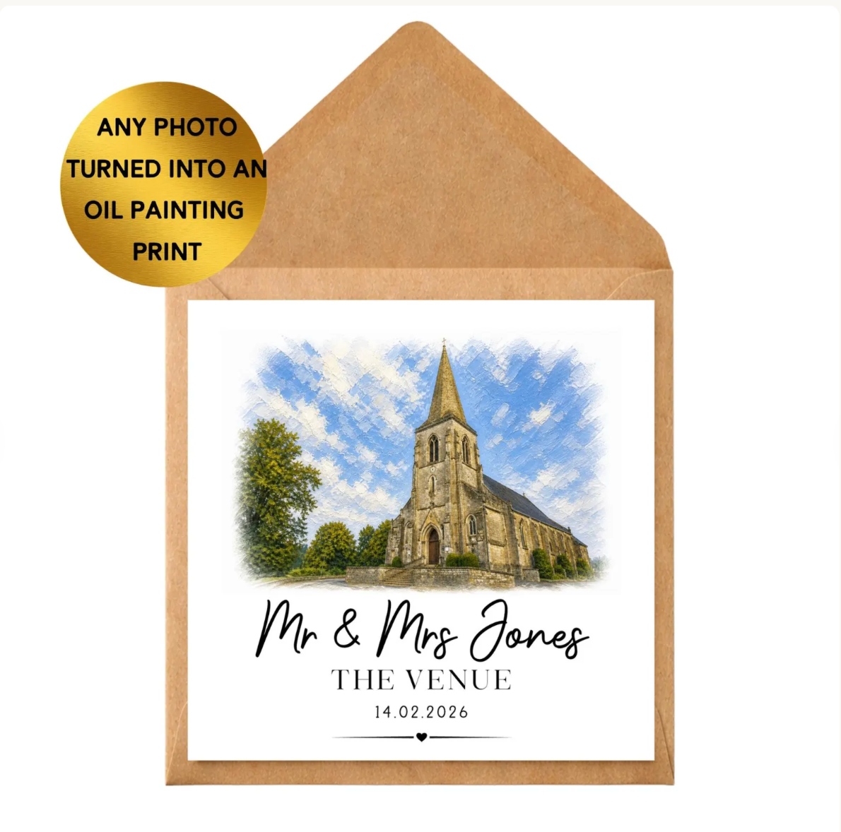 Custom Venue Oil Painting Print | Personalised Wedding Anniversary Artwork