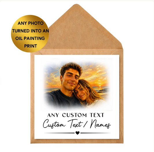 Custom Oil Painting Portrait Print From Photo | Personalised Family, Couple, Pet Artwork