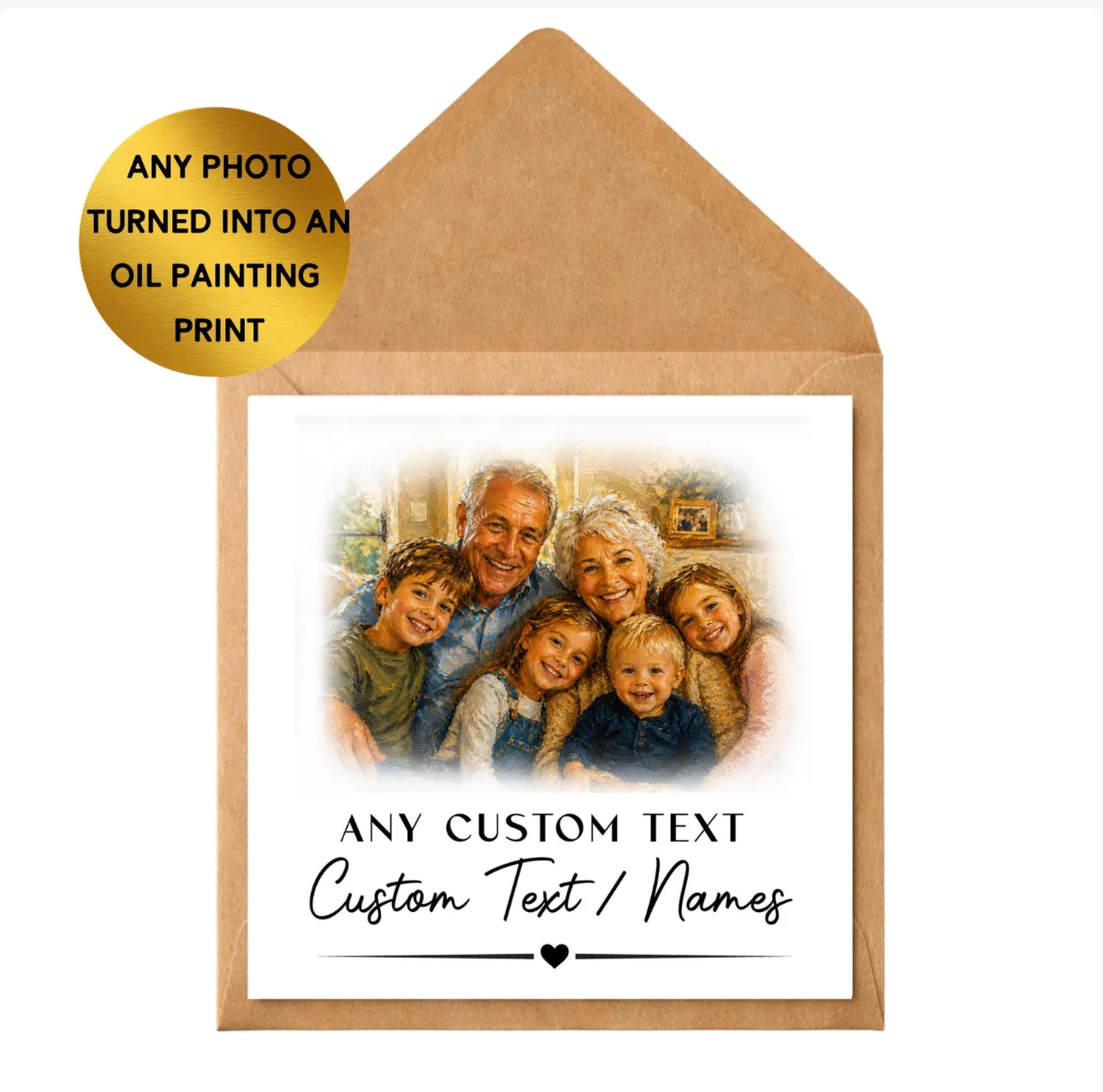 Custom Oil Painting Portrait Print From Photo | Personalised Family, Couple, Pet Artwork