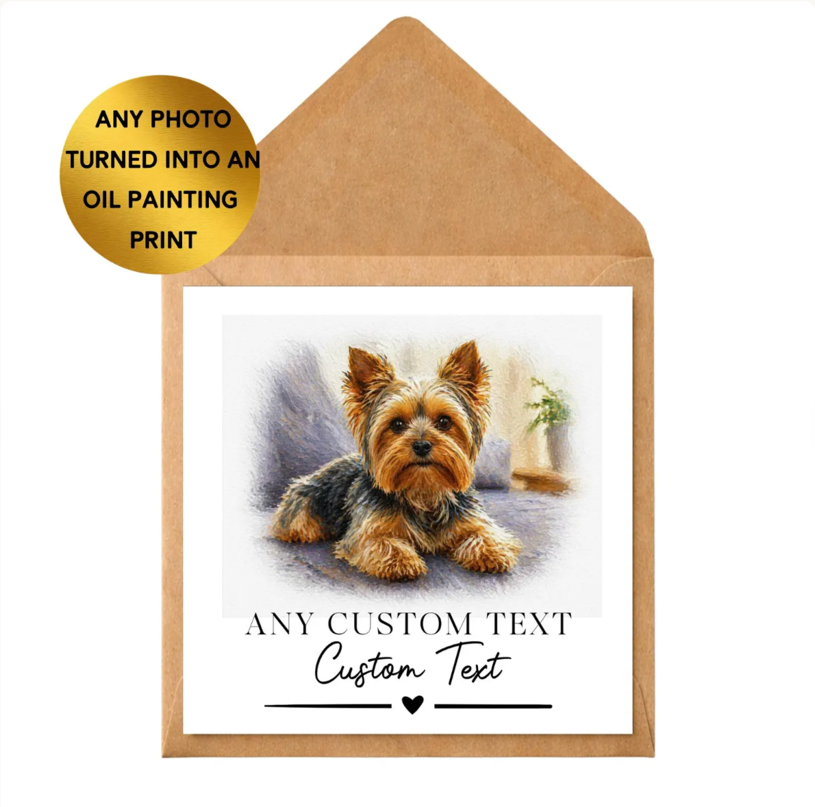 Custom Pet Portrait Print | Oil Painting Style Pet Artwork, Personalised Text