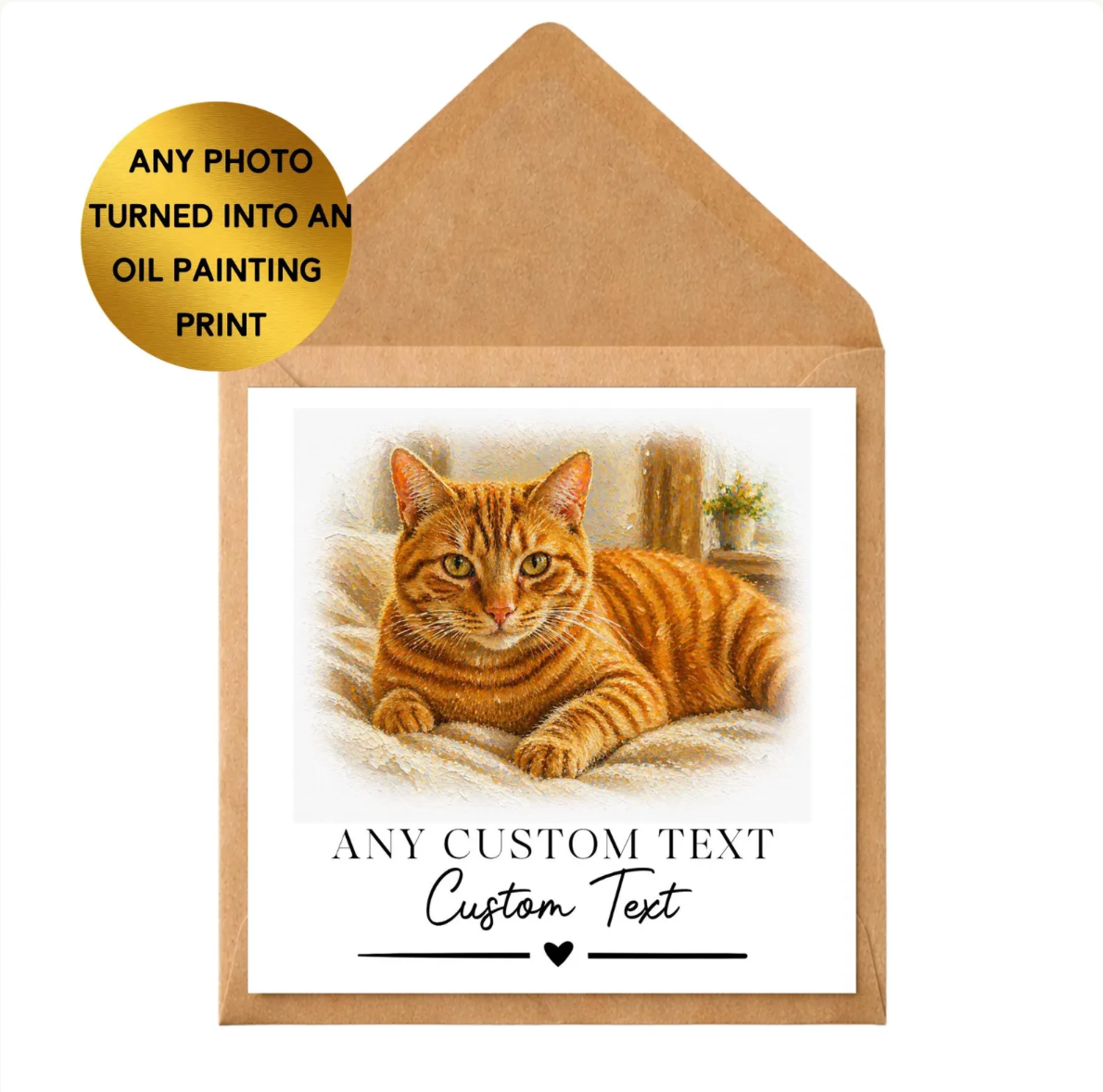 Custom Pet Portrait Print | Oil Painting Style Pet Artwork, Personalised Text