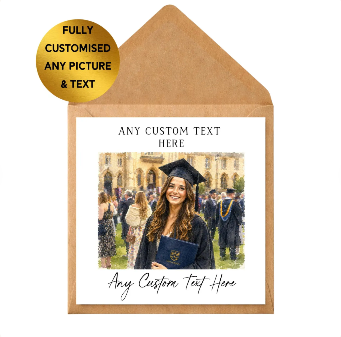 Custom Watercolour Photo Card | Personalised Greeting Card for Any Occasion