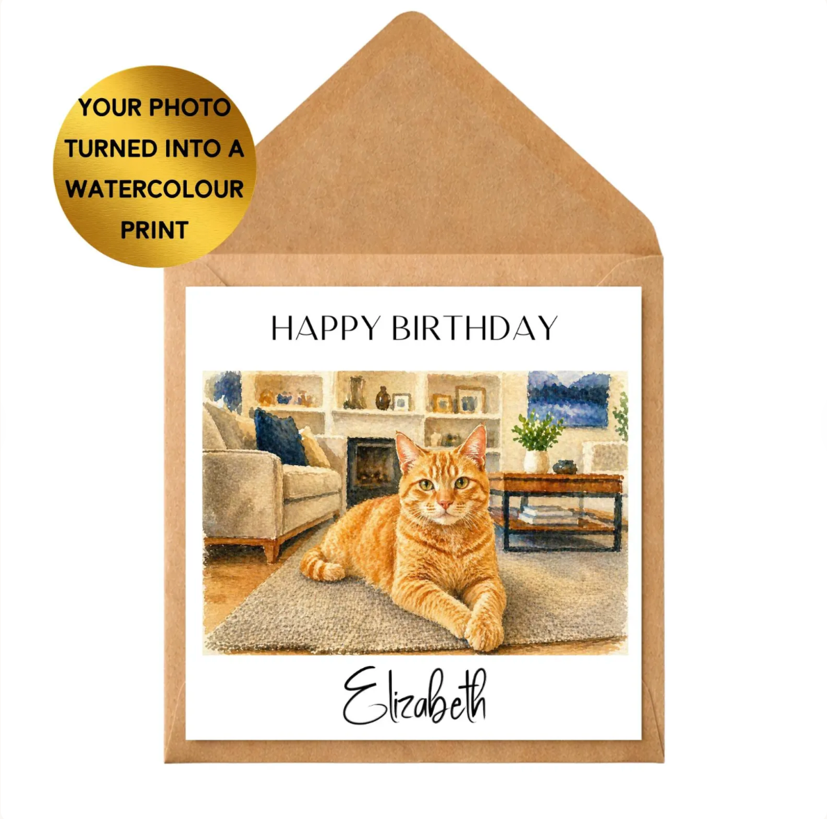 Custom Pet Portrait Card, Watercolour Pet Lover Birthday, Any Occasion Personalised Greeting