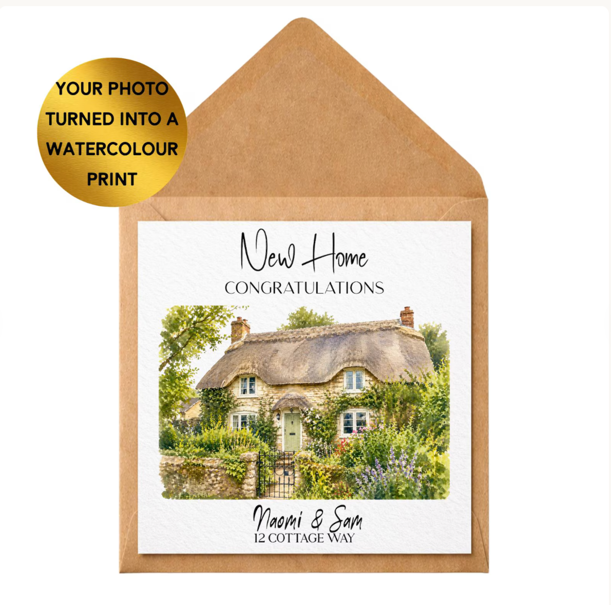 Custom Watercolour House Portrait Card, New Home Congratulations, Personalised Moving Gift