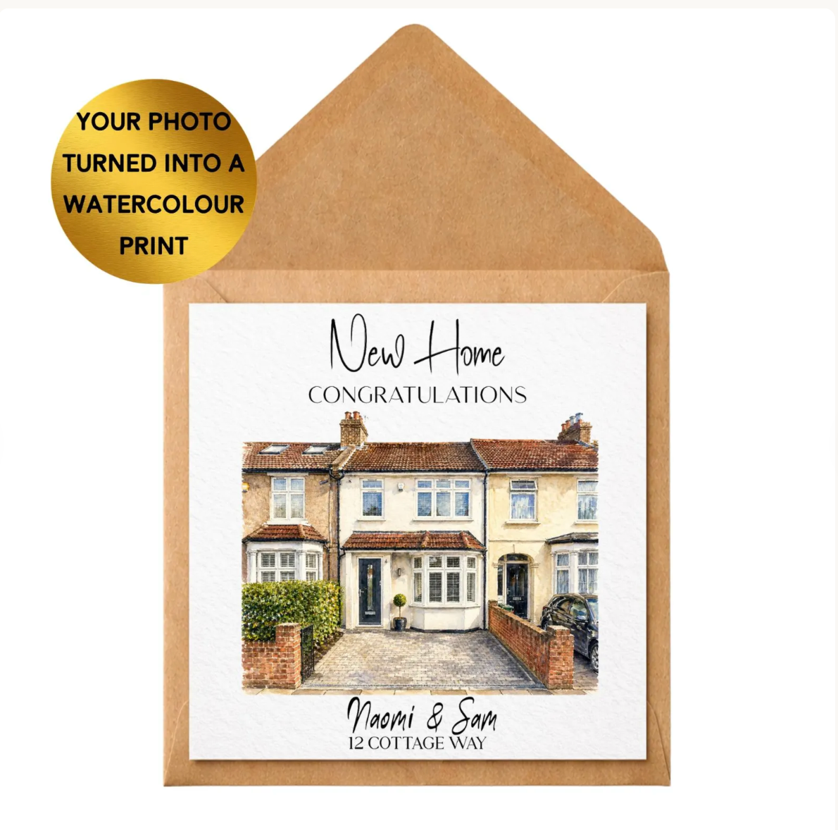 Custom Watercolour House Portrait Card, New Home Congratulations, Personalised Moving Gift