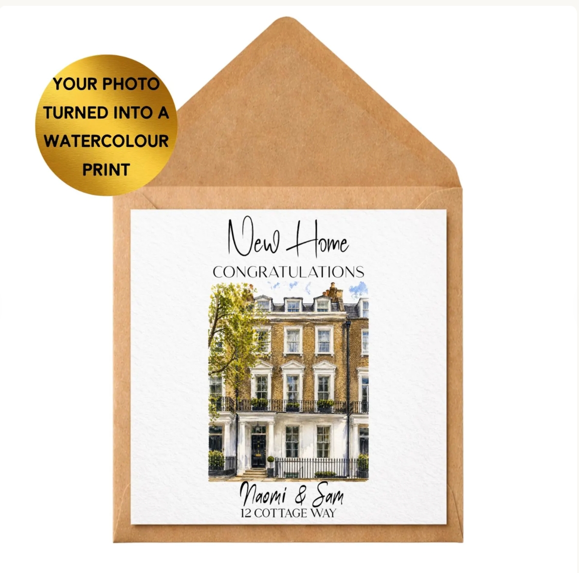 Custom Watercolour House Portrait Card, New Home Congratulations, Personalised Moving Gift