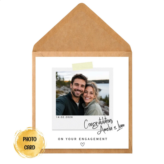 Personalised Engagement Card with Photo | Custom Polaroid Engagement Congratulations Card for Couple | Fiancé Fiancée Card