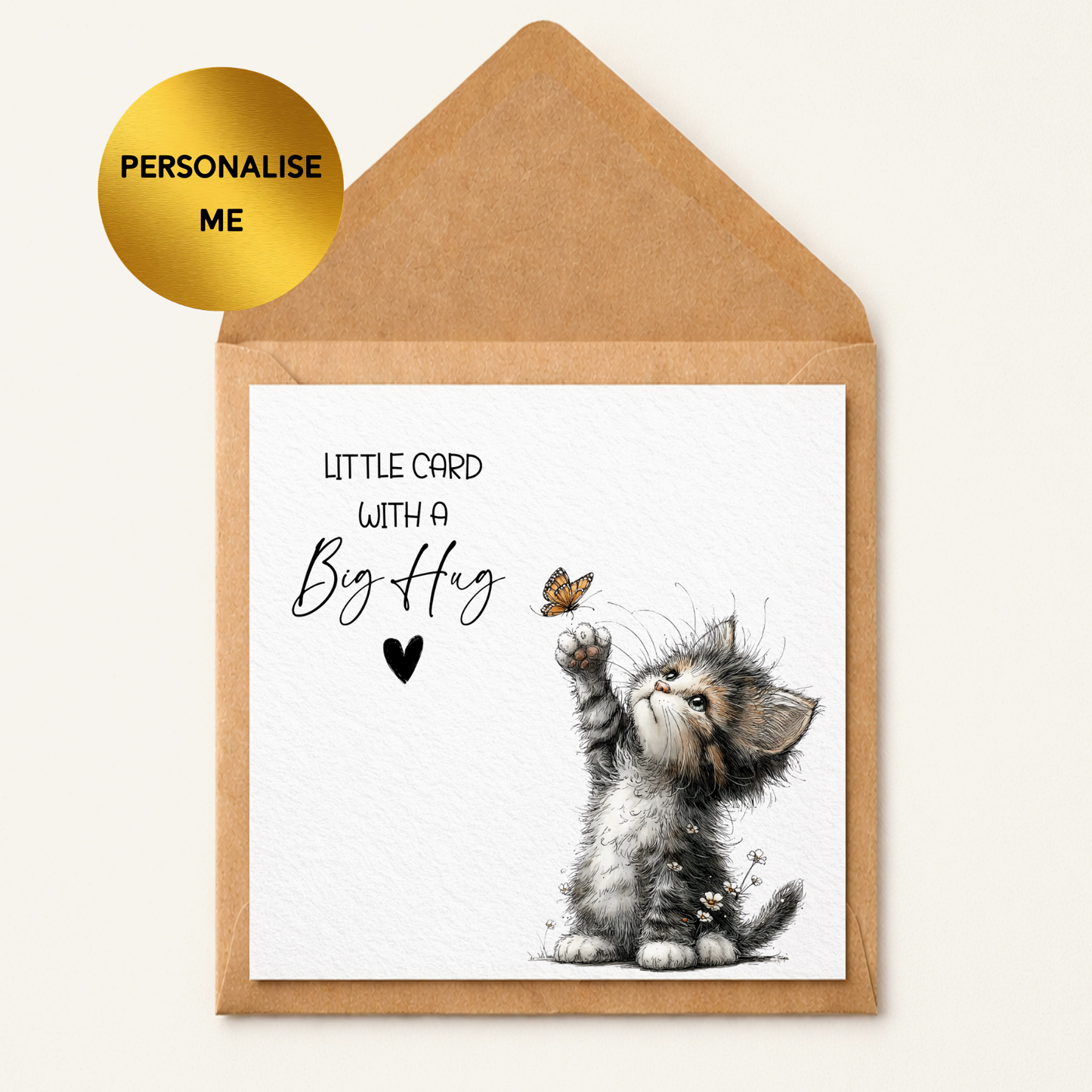 Sending You a Big Hug Card, Cute Kitten Hug Card, Thinking of You Card, Sympathy Card, Get Well Soon Card, Comfort Card, Personalised Greeting Card