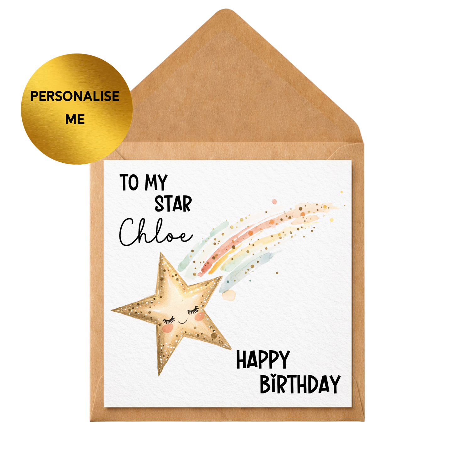 Personalised Shooting Star Birthday Card, To My Star Card, Custom Name Birthday Card for Her, Cute Star Card, Daughter Niece Granddaughter