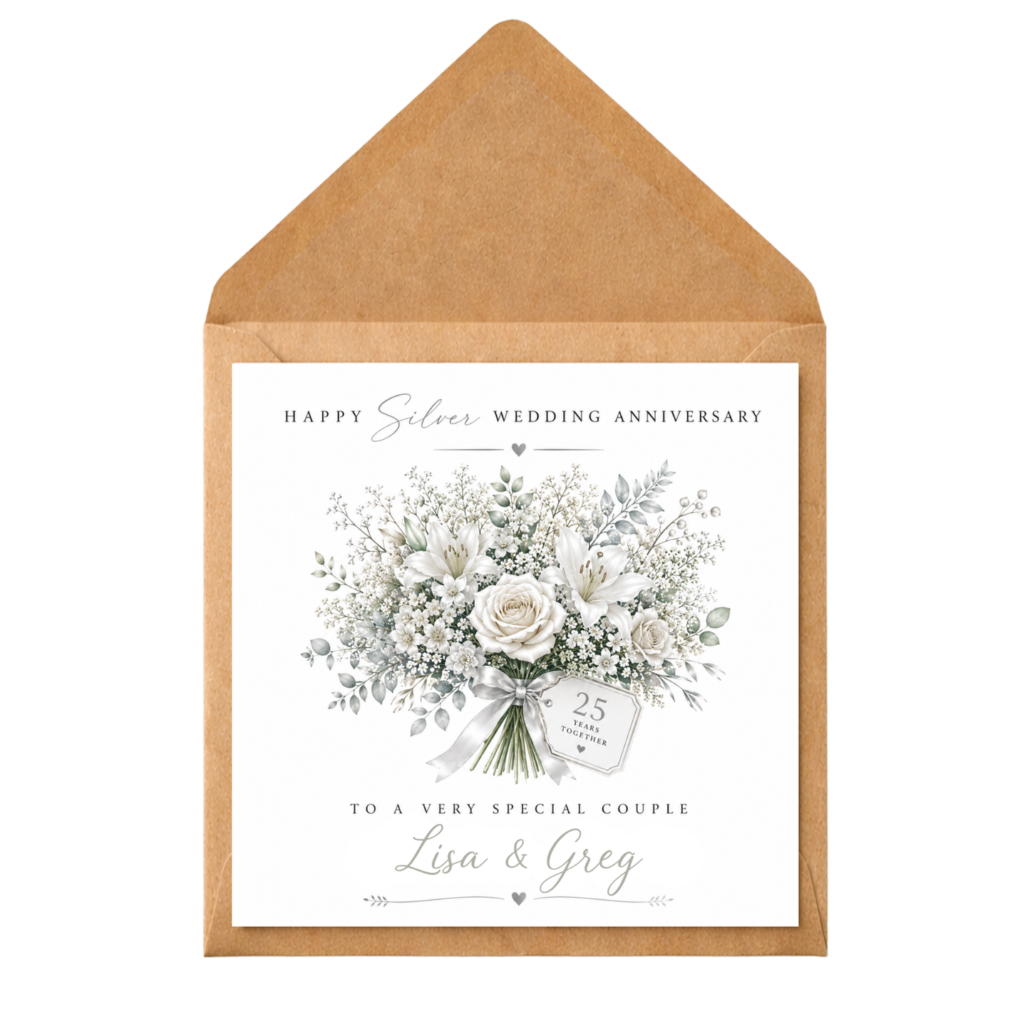 Personalised 25th Wedding Anniversary Card, Silver Wedding Anniversary Card, Personalised Silver Anniversary Card, 25 Years Together Card