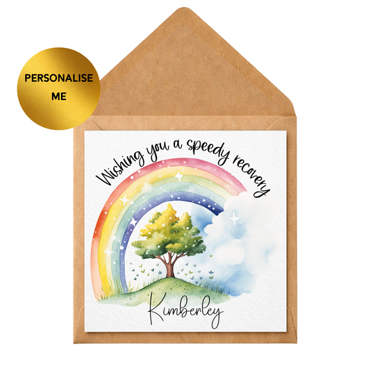 Personalised Get Well Soon Card, Speedy Recovery Card, Rainbow Recovery Card, Thinking of You Card, Custom Name Get Well Card, Cheer Up Card