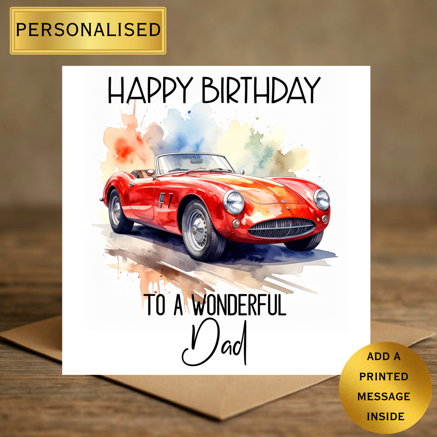 Personalised Birthday Card Any Recipient | Classic Car Birthday Card | Custom Name & Relation | Handmade Greeting Card