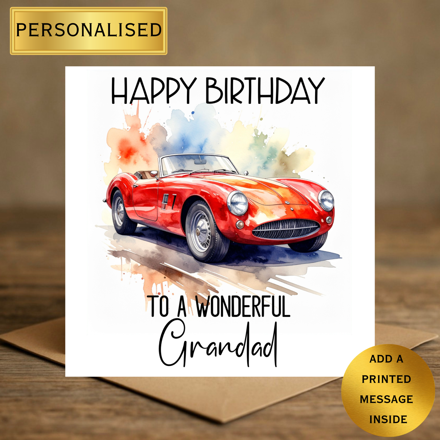Personalised Birthday Card Any Recipient | Classic Car Birthday Card | Custom Name & Relation | Handmade Greeting Card