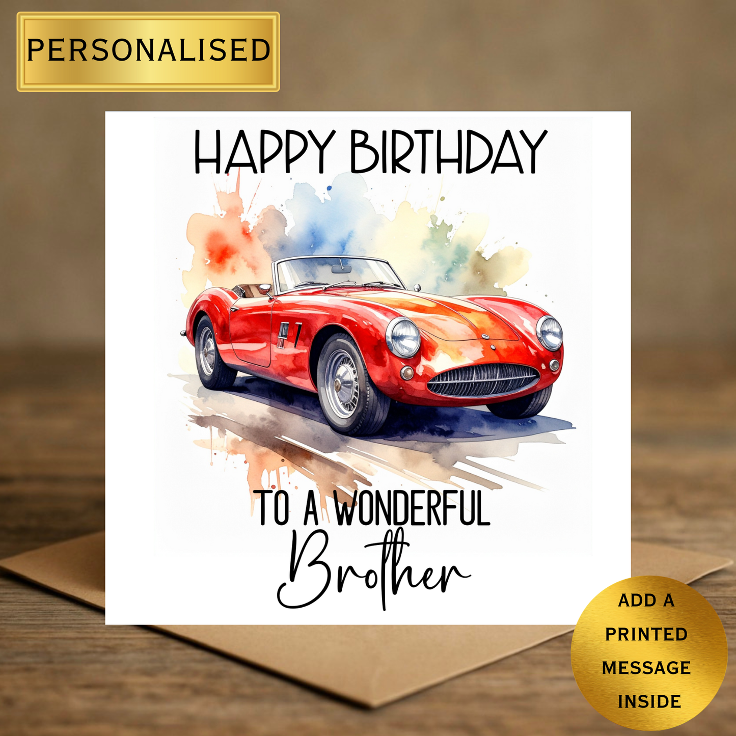 Personalised Birthday Card Any Recipient | Classic Car Birthday Card | Custom Name & Relation | Handmade Greeting Card