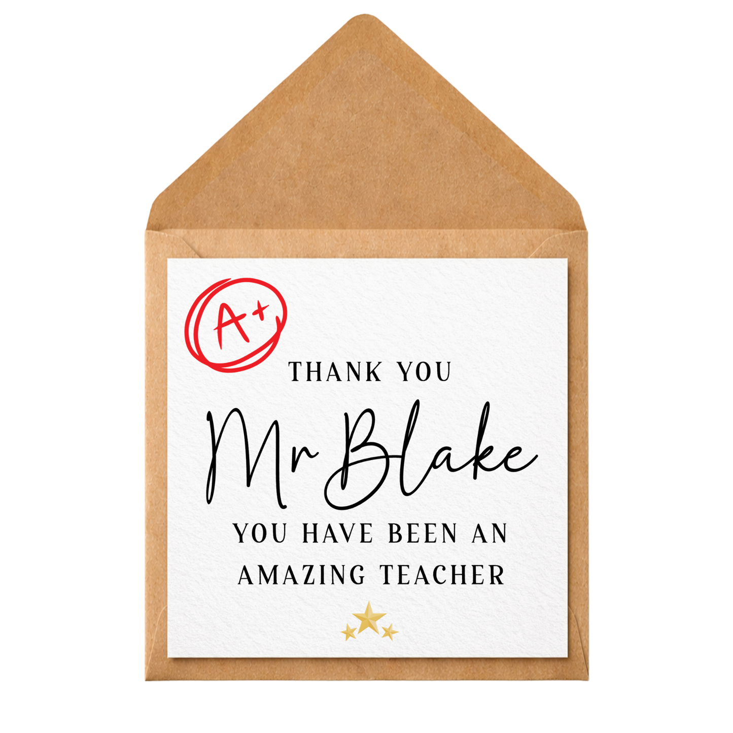 Personalised Teacher Thank You Card | End of Term Teacher Appreciation Card | Custom Teacher Name Card | Thank You Teacher Gift | A+ Teacher Card