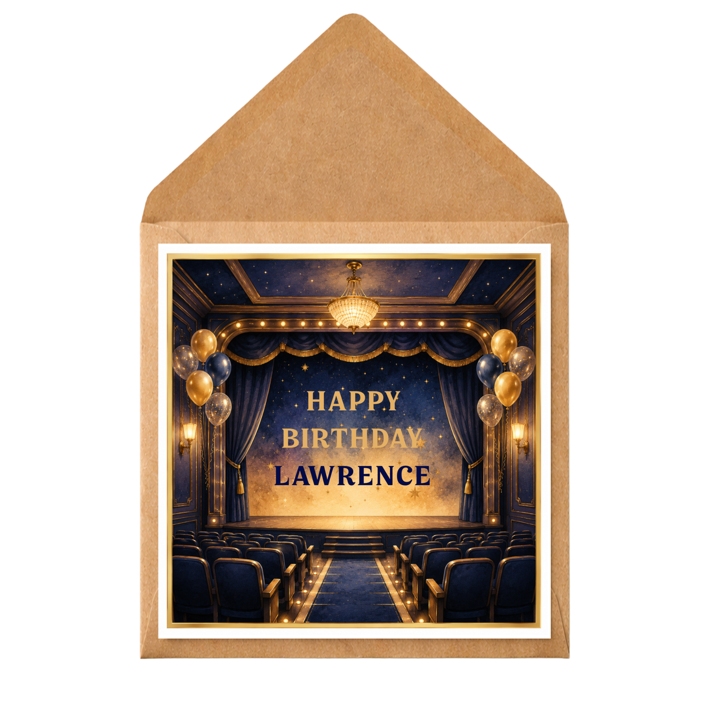 Theatre Birthday Card | Personalised Stage & Theatre Lover Birthday Card | Drama Fan Card | Musical Theatre Birthday Card | Custom Name Birthday Card