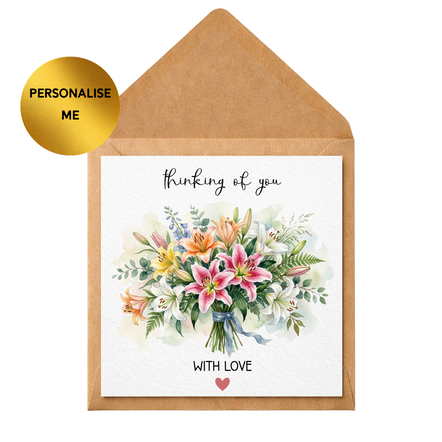Thinking of You Card, Sympathy Card, Floral Watercolour Card, With Love Card, Personalised Greeting Card, Thinking of You Gift, Support Card
