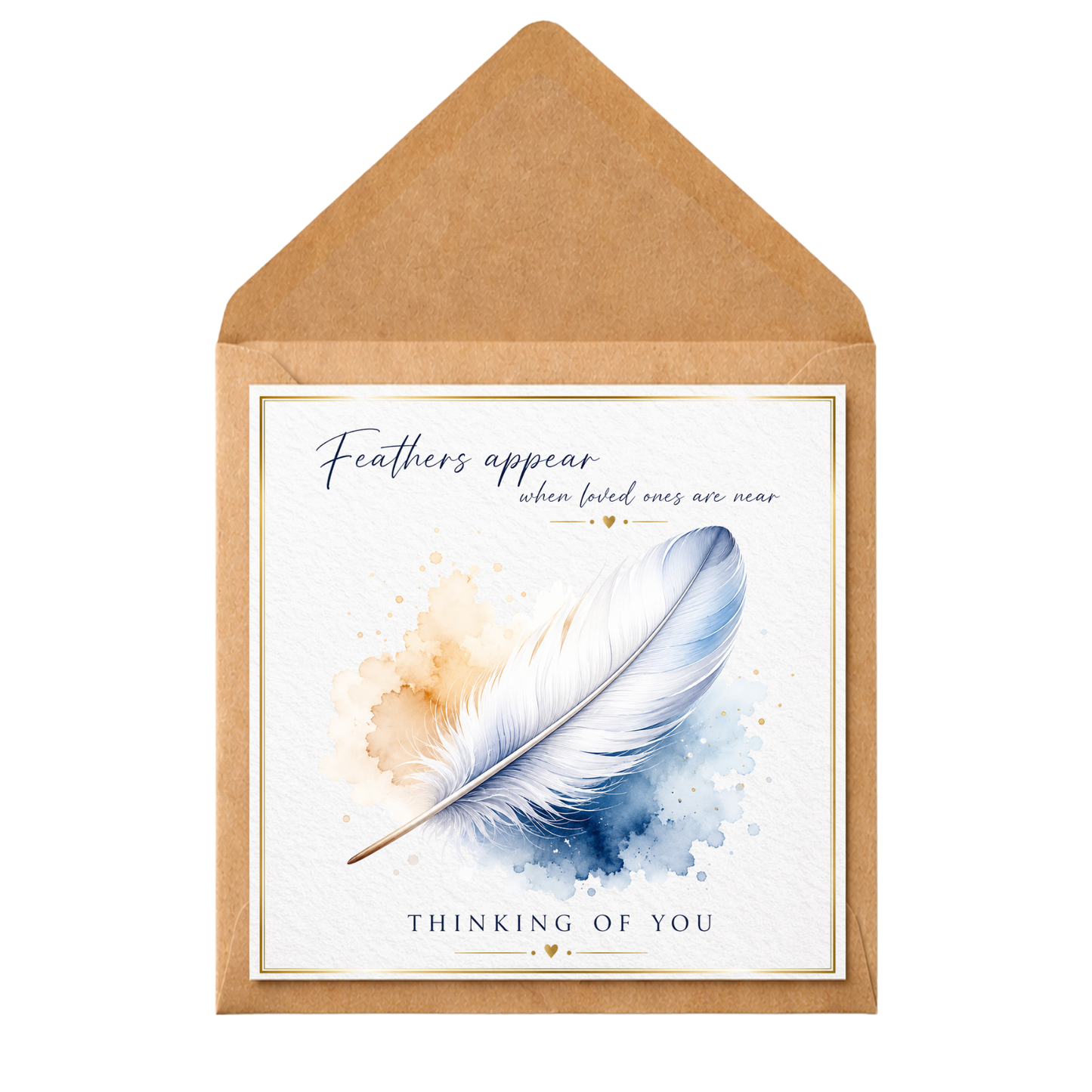 Personalised Feather Thinking of You Card • Sympathy Card • Bereavement Remembrance Card • Condolence Card • Feathers Appear When Loved Ones Are Near • Printed Message Option