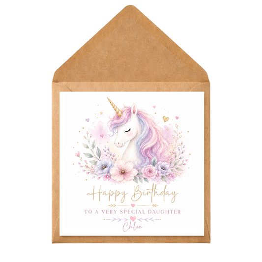 Personalised Unicorn Birthday Card  | Magical Unicorn Birthday Card | Custom Girls Birthday Card | Any Age & Name | Daughter Granddaughter