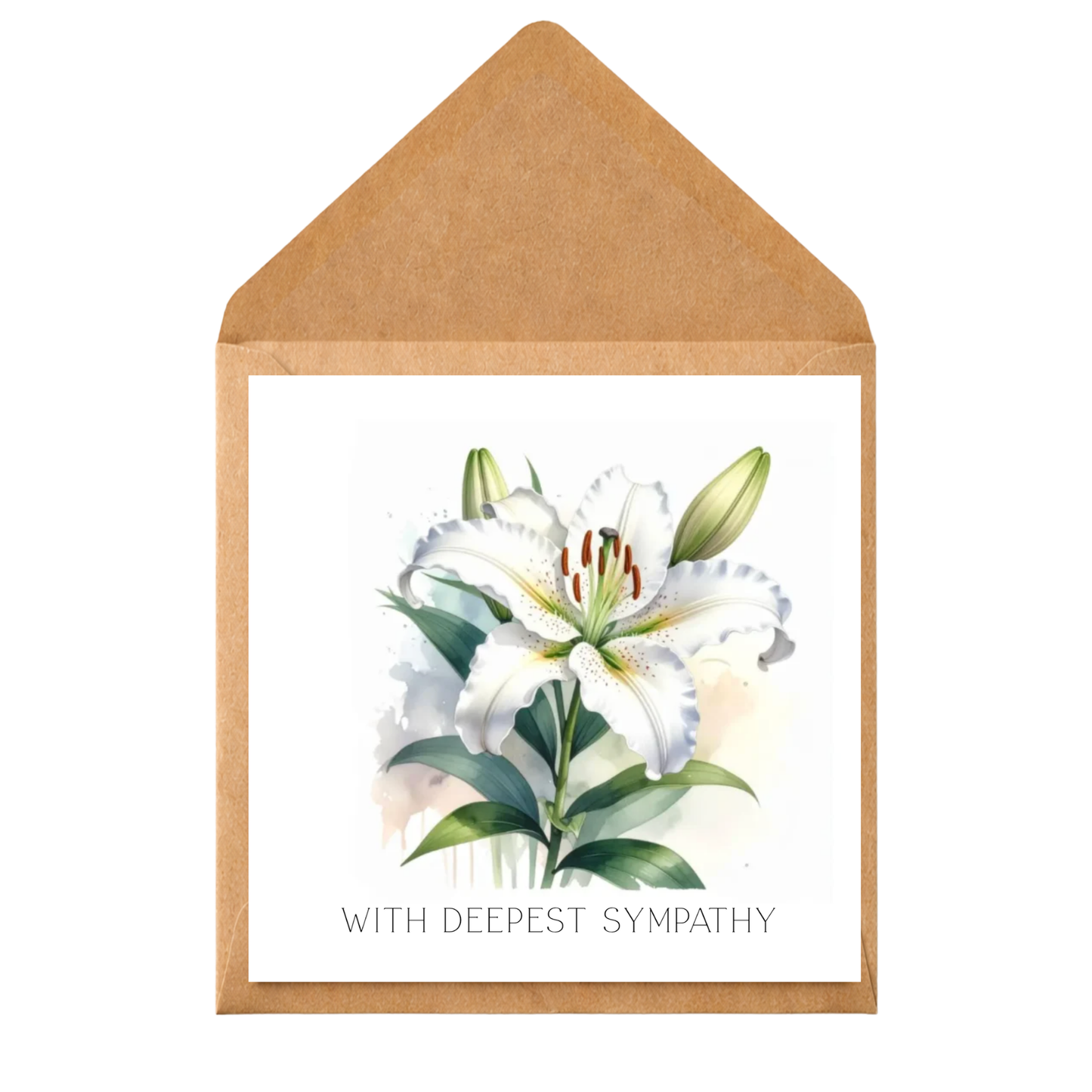 Personalised Sympathy Card with Lily | Deepest Sympathy | Bereavement | Loss of Loved One | Thinking of You Card | Printed Message Inside