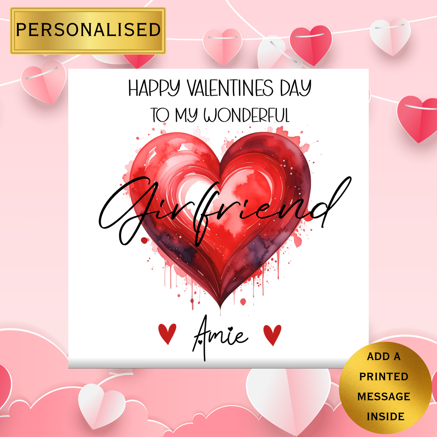 Personalised Valentine’s Day Card | Custom Valentine Card | Valentine’s Card for Partner, Boyfriend, Girlfriend, Wife, Husband, Friend