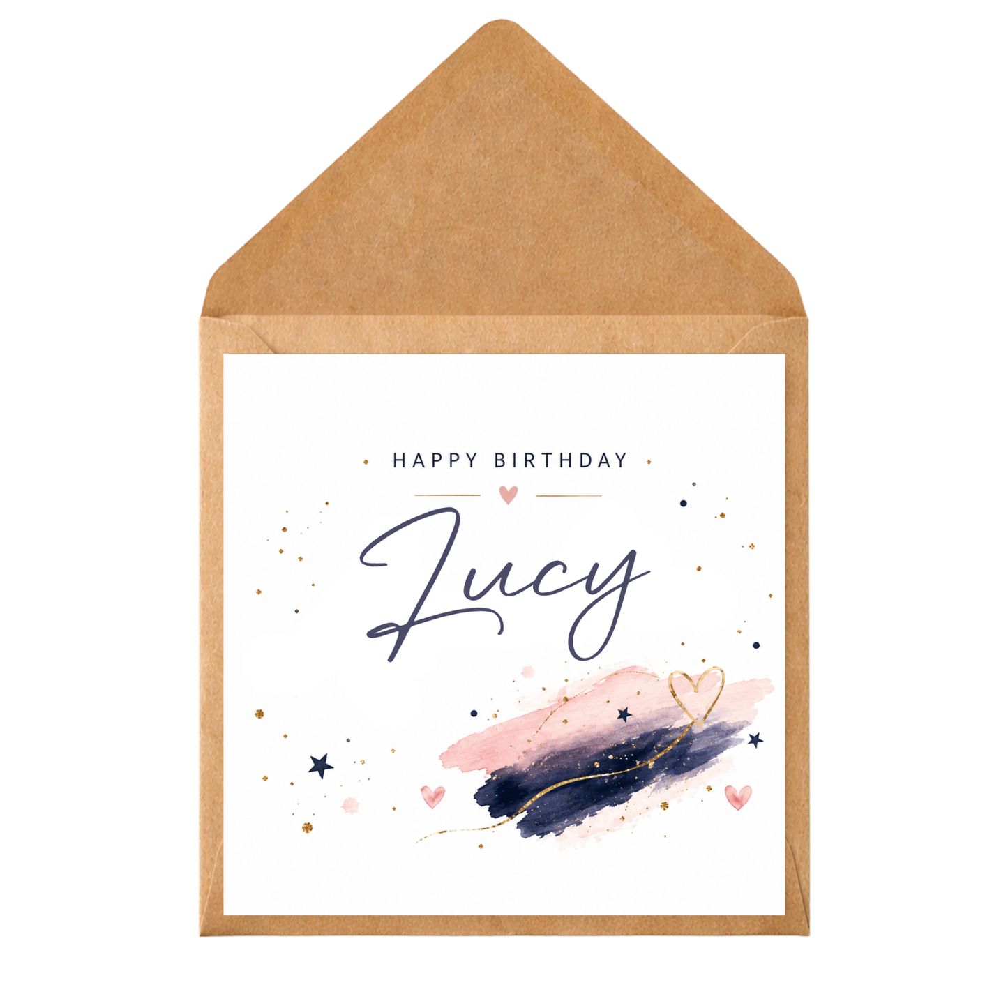 Personalised Watercolour Birthday Card | Custom Name Birthday Card for Her | Elegant Pink & Purple Floral Card | Daughter Sister Friend Mum Birthday
