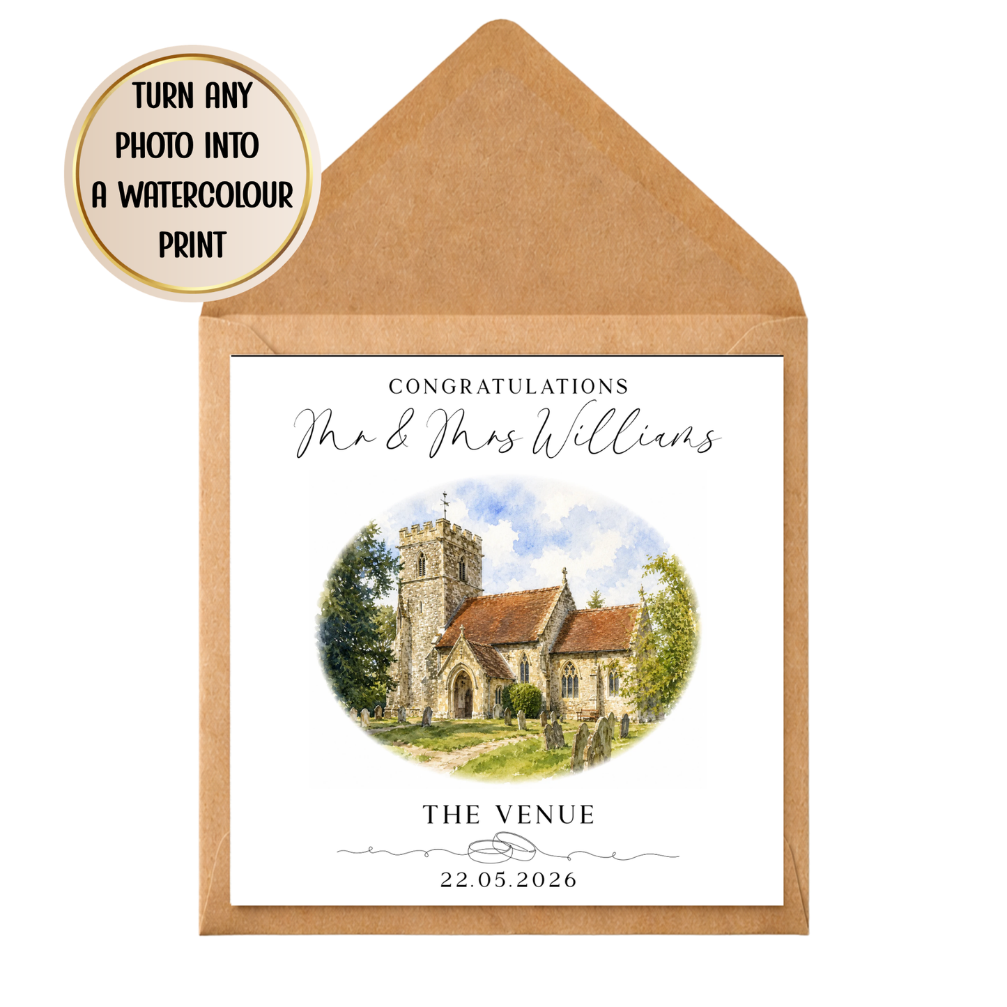 Personalised WeddingPersonalised Wedding Venue Watercolour Print | Custom Venue Portrait Gift | Wedding Keepsake Card | Anniversary Gift