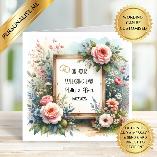 Personalised Wedding Day Card | Custom Wedding Card for Couple | Floral Wedding Congratulations Card | Wedding Card