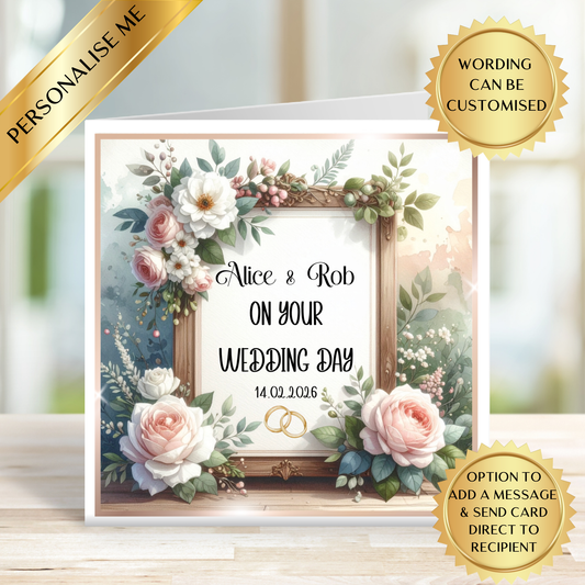 Personalised Wedding Day Card | Custom Wedding Card for Couple | Floral Wedding Congratulations Card | Wedding Card