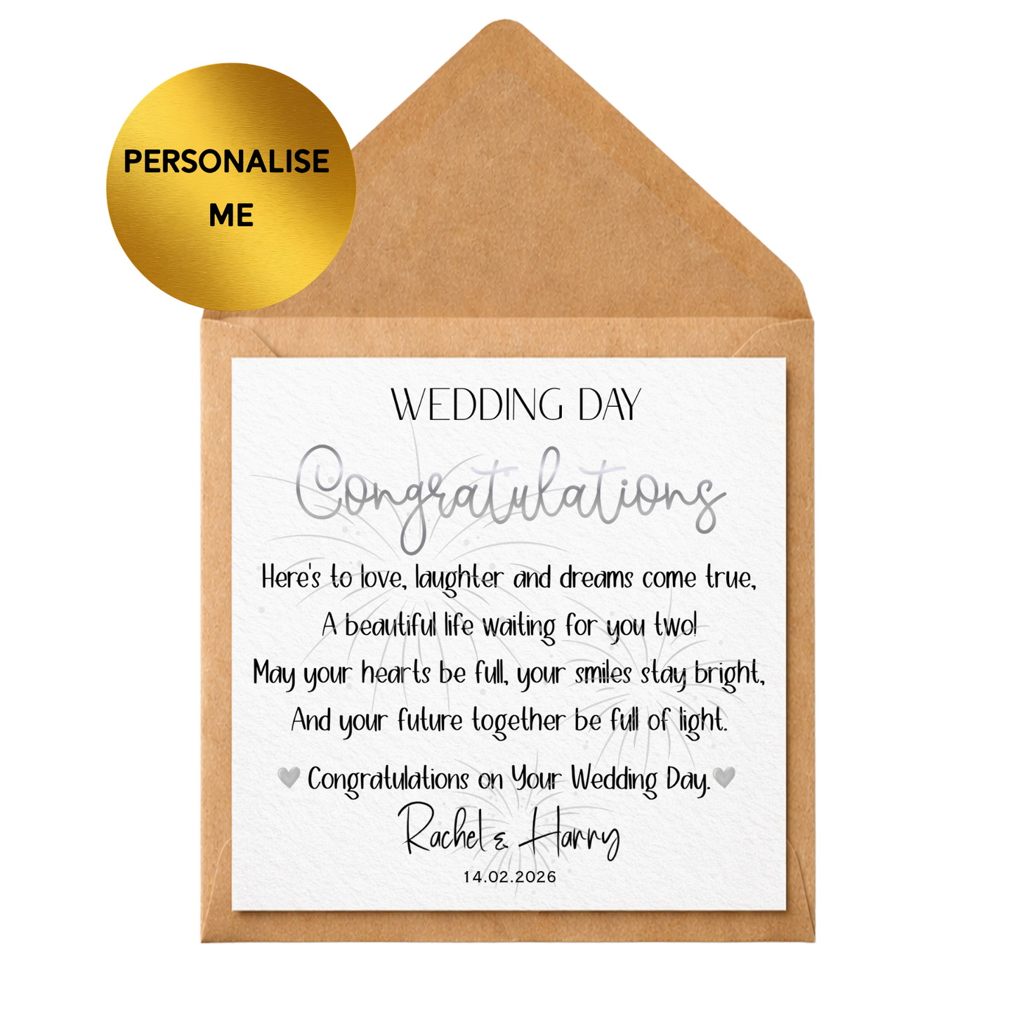 Personalised Wedding Day Card | Custom Wedding Congratulations Card | Bride & Groom Keepsake Card | Personalised Couple Wedding Card