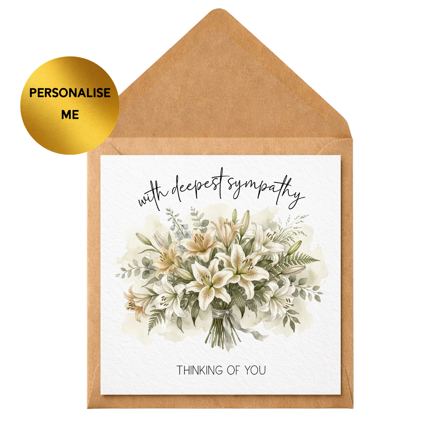 Personalised Sympathy Card, Thinking of You Card, Condolence Card, With Deepest Sympathy, Bereavement Card, Floral Sympathy Card