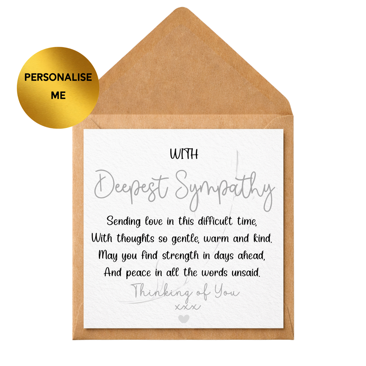 Personalised Sympathy Card, Deepest Sympathy Card, Condolence Card, Thinking of You Card, Bereavement Card, Custom Message Card