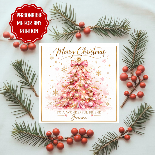 Personalised Christmas Card for Any Relative or Friend • Custom Name Xmas Card • Friend | Mum | Sister | Aunt • Holiday Greeting Card